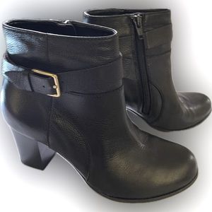 Cole Haan Signature never worn buckle boots- 3 inch heels, black leather, size 6